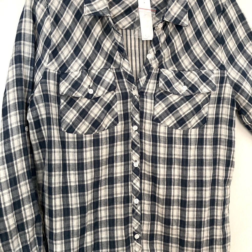 Everly Soft Gauze Plaid Button Down Shirt
